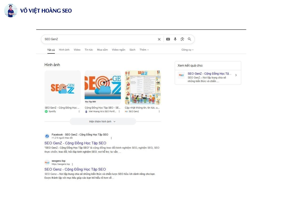 Bảng tri thức (knowledge panel) SEO GenZ và kết quả search Brand