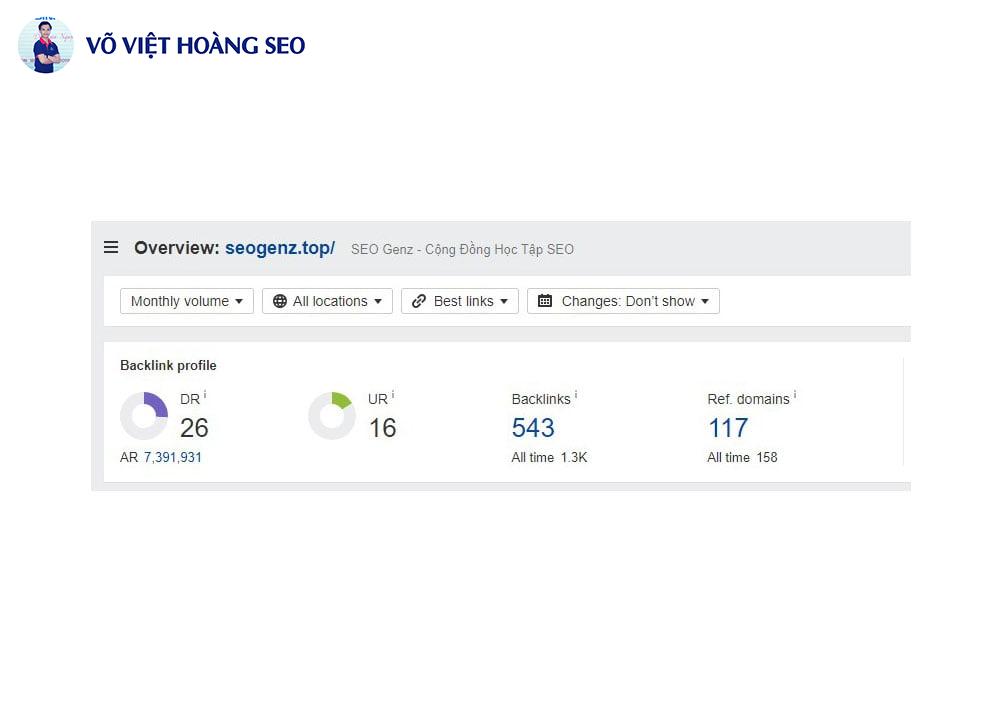 Thông số Ahrefs dự án SEO GenZ
