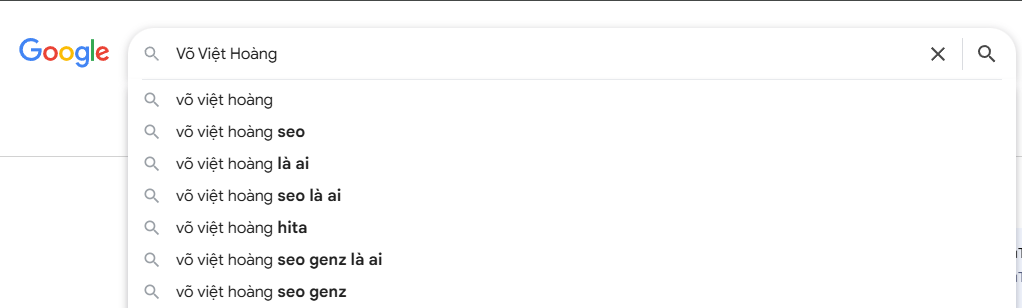 Google Suggest Võ Việt Hoàng
