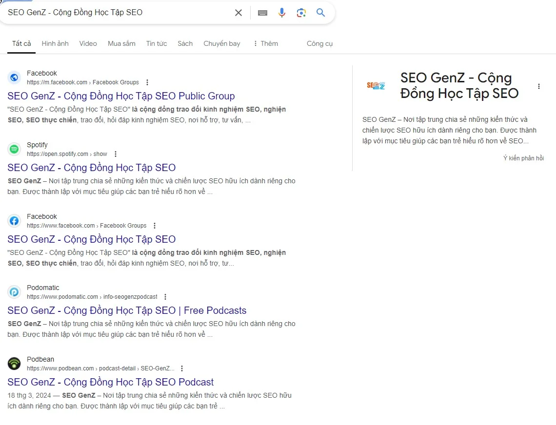 Bảng tri thức SEO GenZ trên hệ thống tìm kiếm
