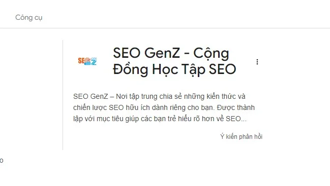 Kết quả hiển thị tìm kiếm thương hiệu SEO GenZ